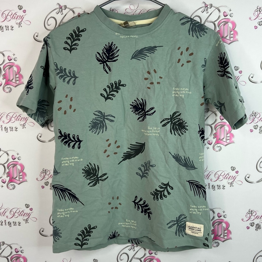Pomp oe Lux tshirt tee floral writing Leaf Pattern Short Sleeve Men's Tee